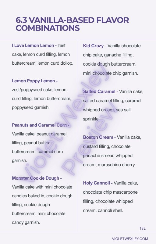 Manual preview — vanilla-based flavor combinations